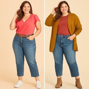 🎄449. NWT LOFT 18P Straight Crop Jeans | Medium-Light Wash High Rise Denim